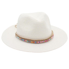 Single-color Fringed Dome-style Simple And Versatile Wide-brimmed Straw Hat Suitable For Vacation, Travel And Beach Use