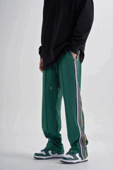 Side Striped Loose Straight Sweater Pants