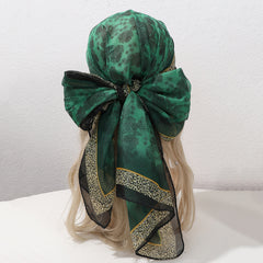 Full-patterned Flower Leopard-print Border Chiffon Soft 150-thread Scarf, Fashionable And Luxurious Style, Suitable For Daily Wear, Business Or Casual Wear In Spring And Summer.