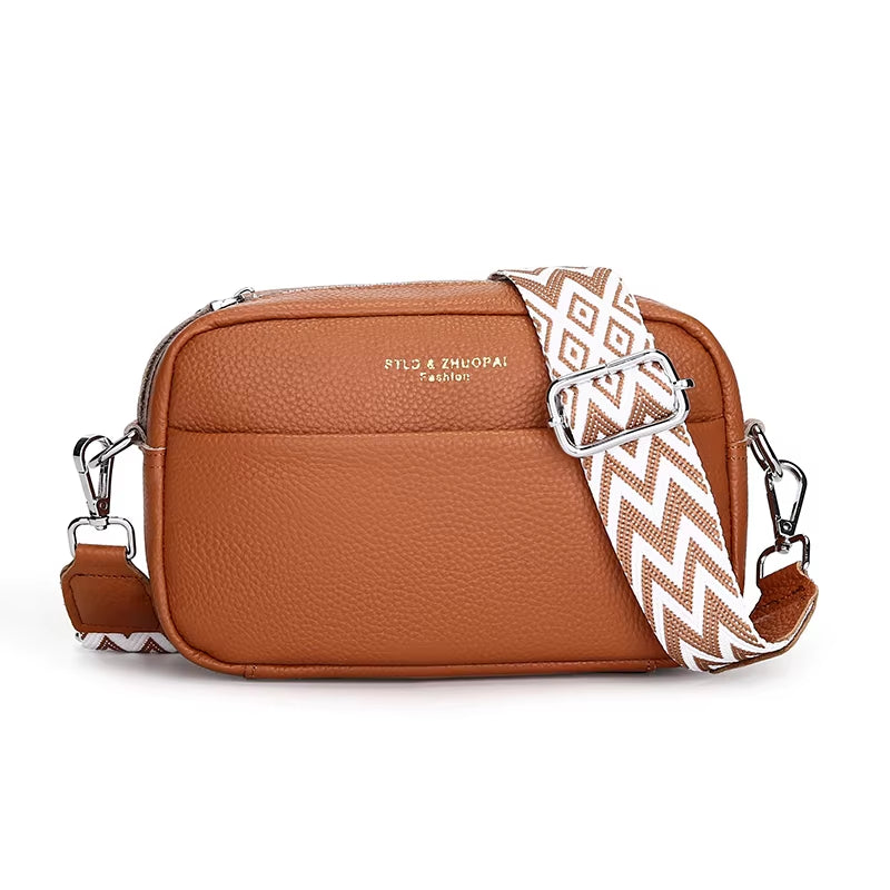 High Quality Genuine Leather Women Crossbody Shoulder Bags 2023 Luxury Solid Color Cow Leather Handbag Female Messenger Tote Sac