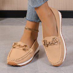 Women's Metal Chain Flat Slip-On Loafers