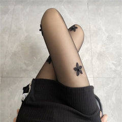 Pearl Flower Silk Stockings For Women In Summer, Thin Cut, Anti Hook Silk Jumpsuit, Sexy Black Silk Socks
