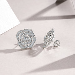 A Luxurious And Fashionable Minimalist Jewelry Earring Set Featuring Top-quality Moissanite Stones, Made Of S925 Silver Electroplated With Platinum.