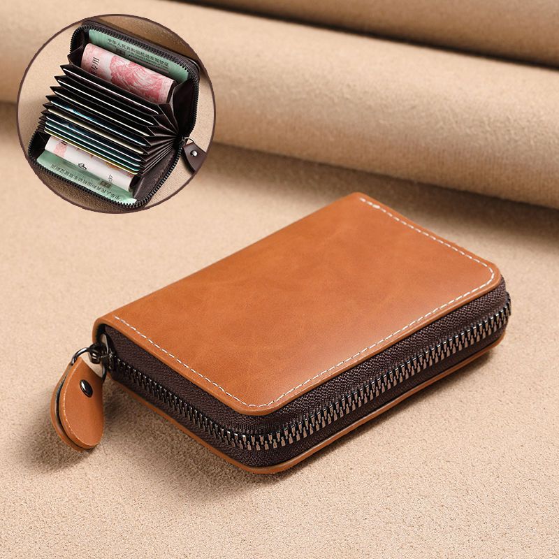 Slim Leather Men's Wallet Large Capacity Multi-Card Organizer Ultra-Thin