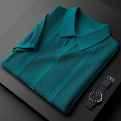 Men's Ice Silk Solid Color Short-Sleeve Top