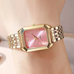 The Lady Is Just Wearing A Square Quartz Watch