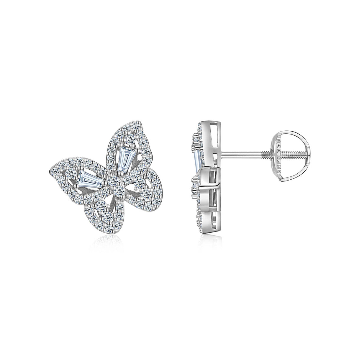 A Luxurious And Fashionable Minimalist Jewelry Earring Set Featuring Top-quality Moissanite Stones, Made Of S925 Silver Electroplated With Platinum.