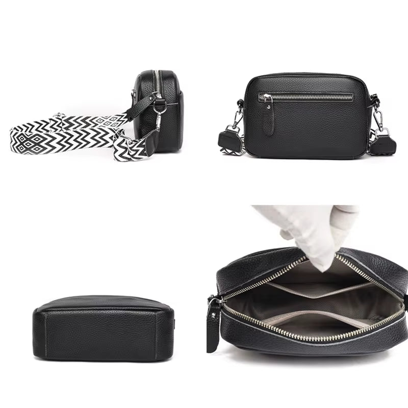 High Quality Genuine Leather Women Crossbody Shoulder Bags 2023 Luxury Solid Color Cow Leather Handbag Female Messenger Tote Sac