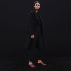 Women's Washed Full Grain Leather Mule Slides, Retro Round Toe Backless Closed-Toe Shoes