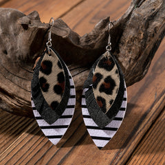 Fashionable Leather Multi-Layer Earrings In A Cartoon Style