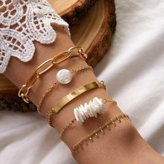 Ethnic Style Rice Bead Daisy Bracelet Set