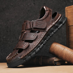 Men's Simple All-match Leather Non-slip Sandals