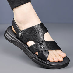 Men's Breathable Genuine Leather Beach Shoes Casual Soft Bottom Middle-aged And Elderly
