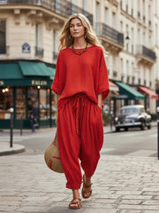 Women's Solid Color Loose Casual Set
