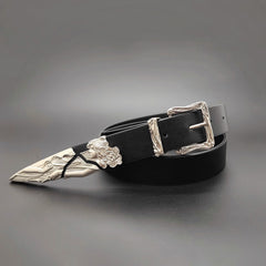 Retro Metal Western Broken Sword Swordsman Carved Belt