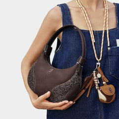 Womens Baseball Underarm Bag Crescent-Shaped Crossbody Bag