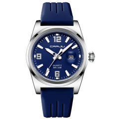 Unisex Round Calendar Waterproof Rubber-Strap Watch
