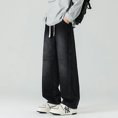 Men's Loose-fit Straight-leg Patchwork Jeans