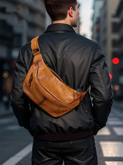 Leather Waist Bag Large Capacity Convenient For Men