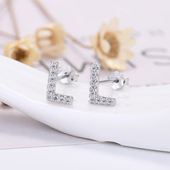 26-letter Zircon Earrings  Uppercase Letters