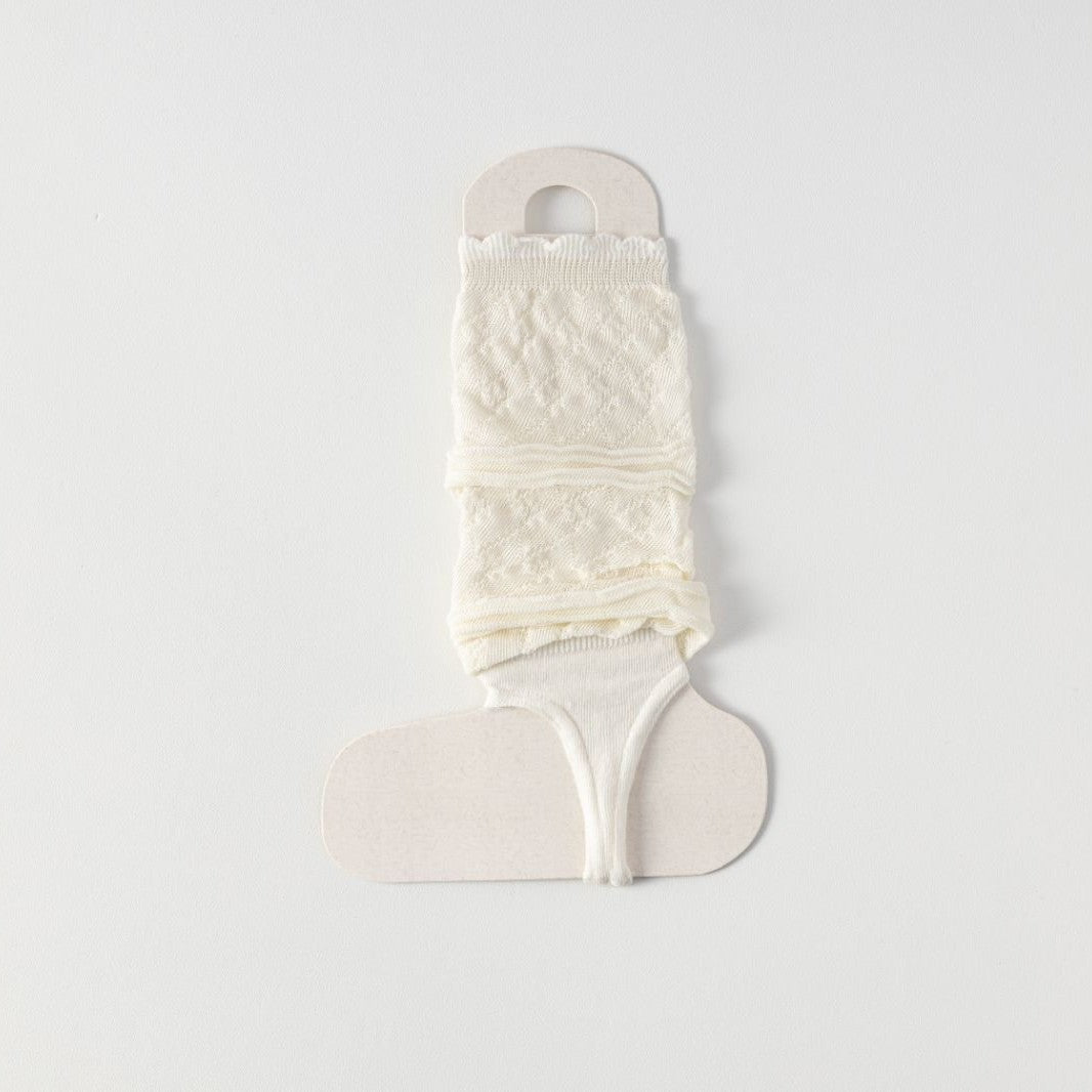 Coquette Lace Knit Stirrup Leg Warmers, White Hollow-Out Slouchy Socks For Sandals & Flip Flops, Balletcore Cropped Leg Warmers