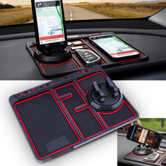Support de téléphone de voiture antidérapant 4 en 1 avec carte de stationnement et tapis antidérapant. Support de téléphone adhésif pour tableau de bord. 