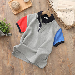 Loose Contrast Lapel Polo Shirt