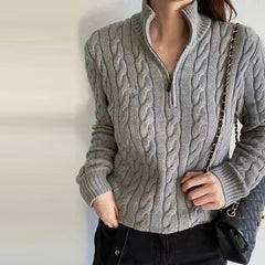 Embroidered Sweater Half Zipper Sweater Sweater Temperament Slimming Short Top
