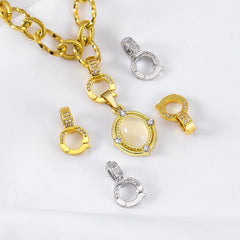 2pcs Rhinestone Inlaid Copper Round Universal Clasps DIY Bracelet Necklace Connector Multi-functional Jewelry Findings Materials