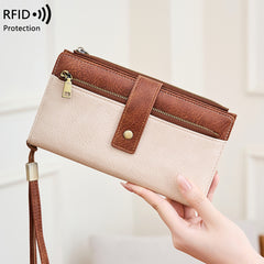 Anti-magnetic Womens Multi-Card Trifold Long Fashion Wallet