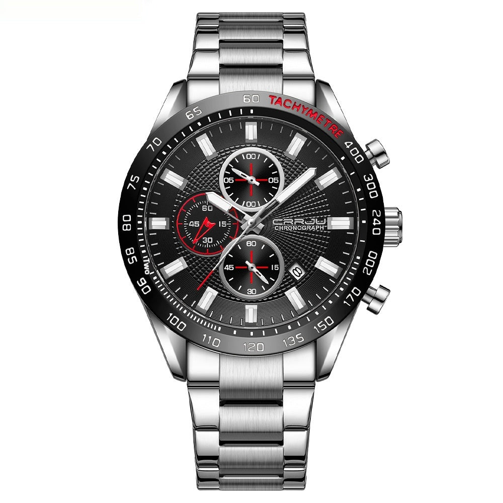 Mens Waterproof Steel-band Six-hand Watch