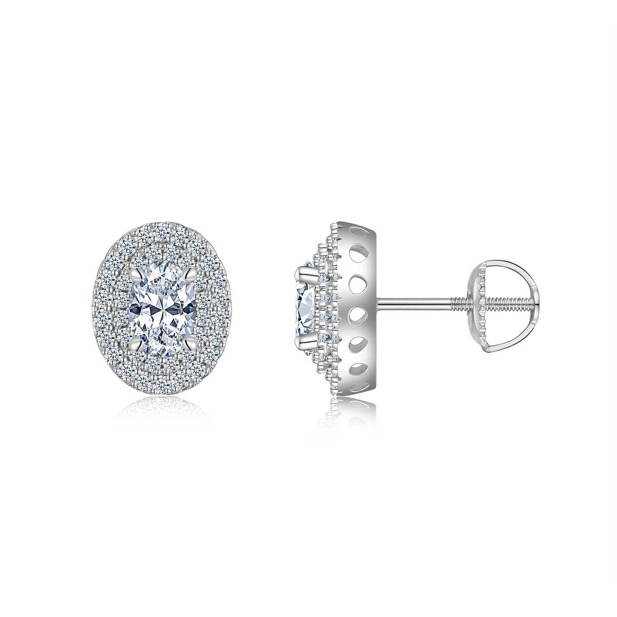 A Luxurious And Fashionable Minimalist Jewelry Earring Set Featuring Top-quality Moissanite Stones, Made Of S925 Silver Electroplated With Platinum.