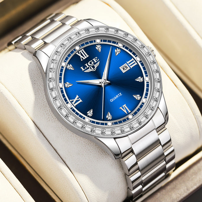 Fashionable Womens Diamond-studded British-style Watch
