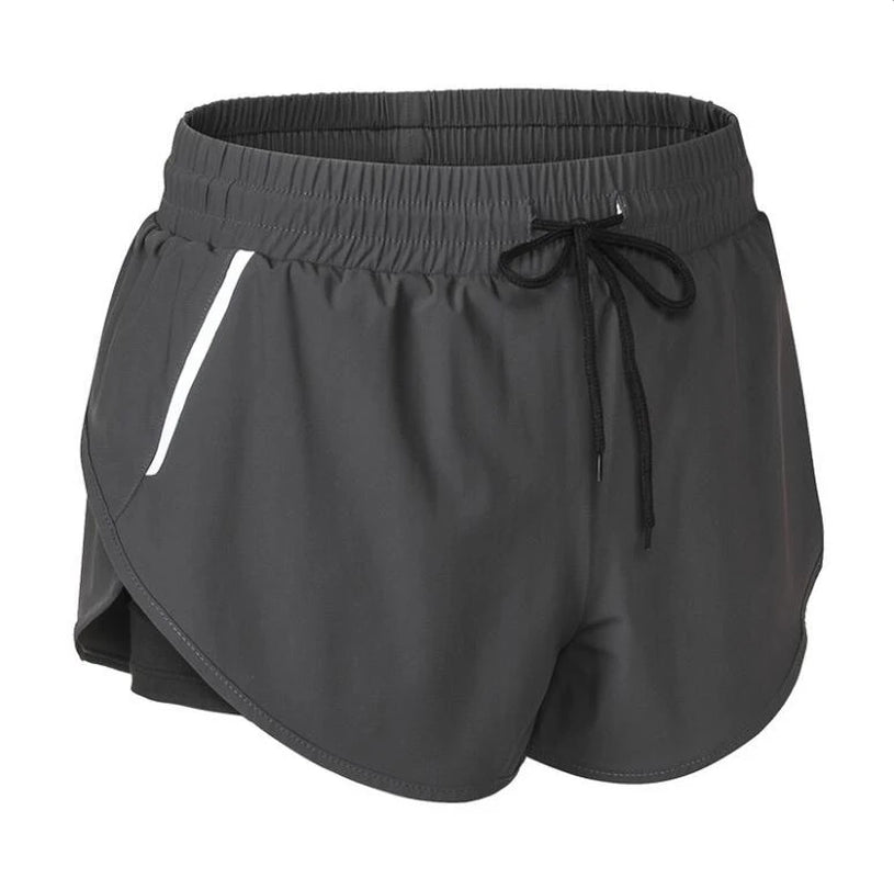 Women Quick Dry Fake 2 in 1 Reflective Running Shorts Girls Double-Deck Gym Yoga Fitness Jogging Workout Short Pants Custom Logo