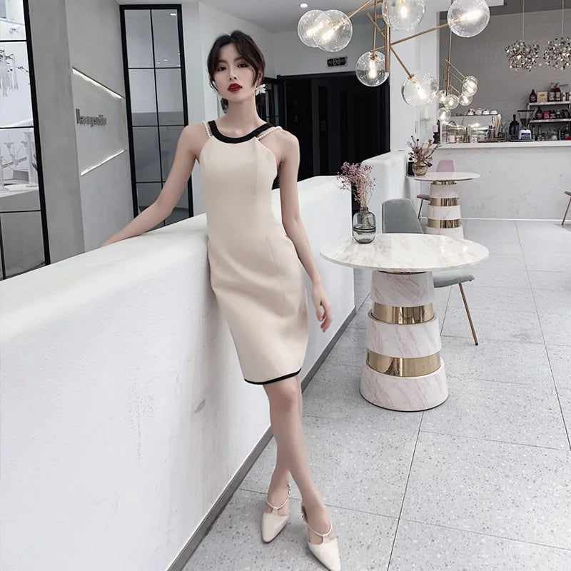 Sexy Backless Evening Dress Temperament Slim Banquet Dress Elegant Spaghetti Strap Party Dress Sheath Prom Dress Oversize 3XL
