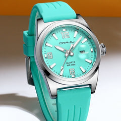 Unisex Round Calendar Waterproof Rubber-Strap Watch