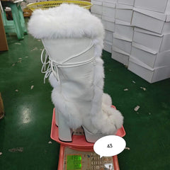 Chunky-heeled High-heeled Plus-size Fuzzy Womens Boots