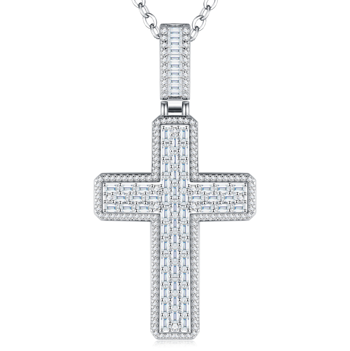 A Luxurious And Fashionable Minimalist Jewelry Pendant Necklace Set With Top-quality Moissanite, Made Of S925 Silver Electroplated With Platinum.