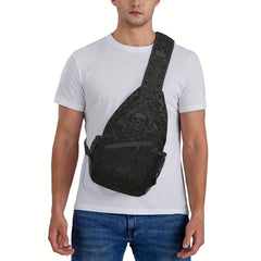 Skull Pattern Crossbody Bag Sporty And Casual For Men