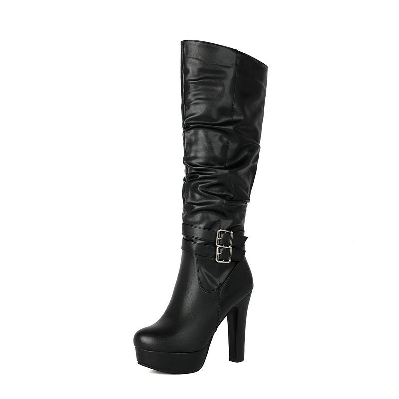 Overknee-Stiefel mit klobigem Absatz in großen Größen für Damen