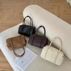 Elegant Lychee-Grain Bowling Bag For Women Retro And Versatile