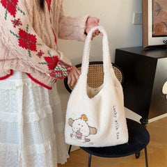 Sac bandoulière en peluche style coréen pour femme automne-hiver