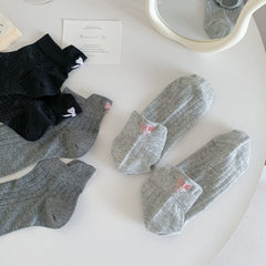 6pairs Butterfly Knot Socks Children's Socks Summer Thin Ballet Style, Mid Tube Socks, Embroidered Socks, Summer