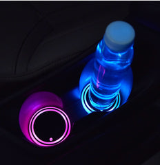 Dessous de verre lumineux LED coloré pour porte-gobelet, rechargeable par énergie solaire et USB, antidérapant, éclairage d'ambiance automatique pour voiture
