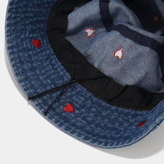 New Fashion Small Love Embroidered Fisherman Hat