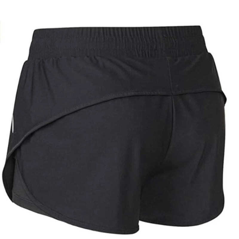 Women Quick Dry Fake 2 in 1 Reflective Running Shorts Girls Double-Deck Gym Yoga Fitness Jogging Workout Short Pants Custom Logo