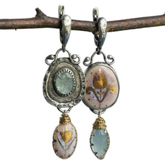 Diamond-encrusted Earrings Featuring Colorful Gemstones