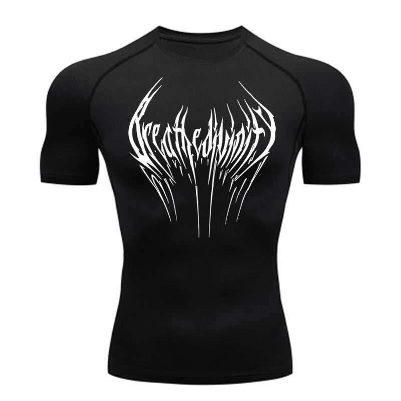Short-sleeve Black Fitness T-shirt Men's Muscle