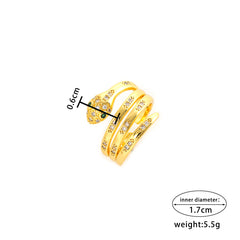 Mehrschichtiger, schlangenförmiger Zirkon-Ring für besondere Anlässe