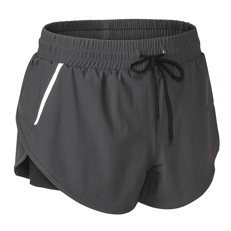 Women Quick Dry Fake 2 in 1 Reflective Running Shorts Girls Double-Deck Gym Yoga Fitness Jogging Workout Short Pants Custom Logo